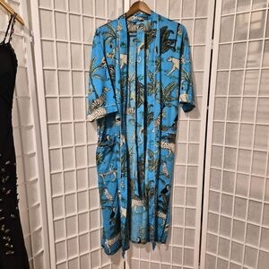 Vintage Tropical Print Lounge Robe